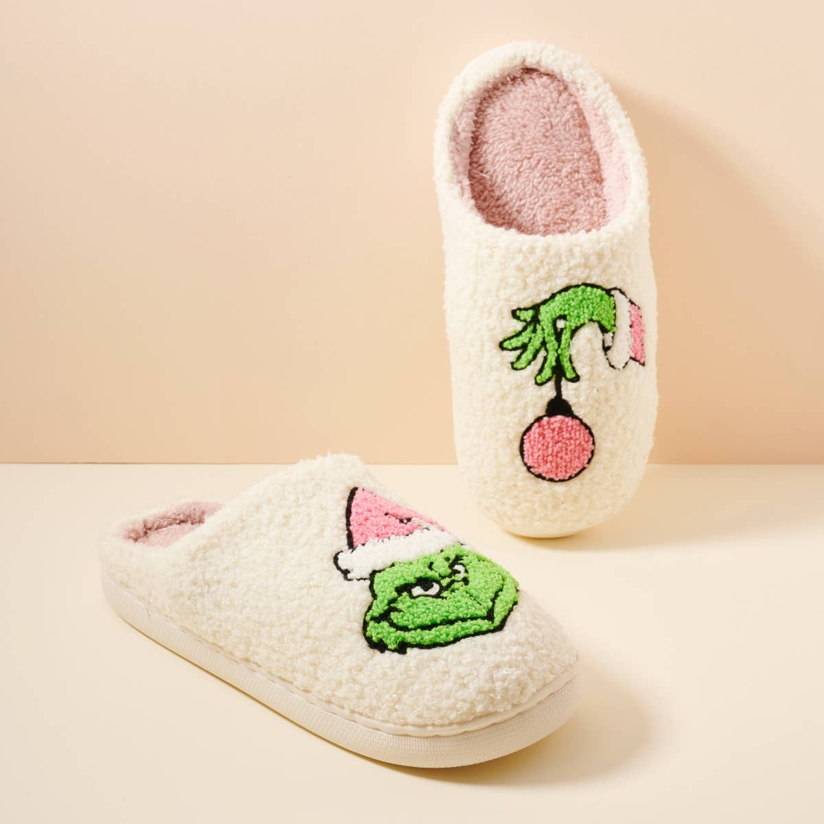 Christmas Grinch Home Slippers: Pink