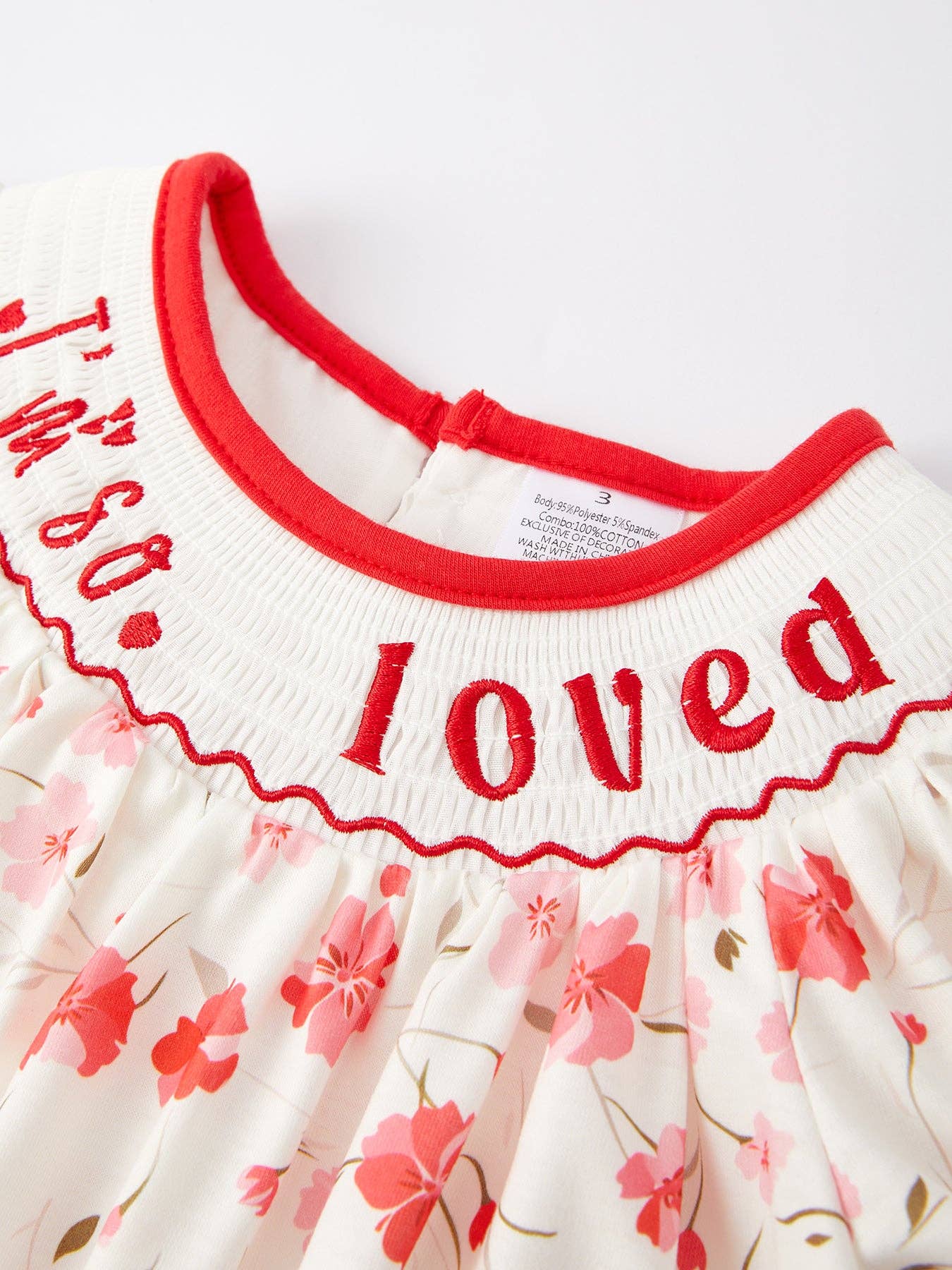 Valentine's Day I'm so loved Smocking Embroidered Girls Dress