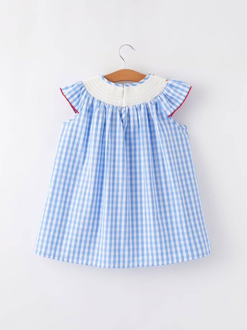 4th of july Flag Embroidery Smocking Girls Dress