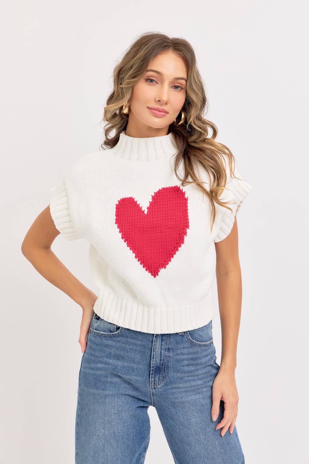 HEART SWEATER SLEEVELESS VALENTINE IVORY