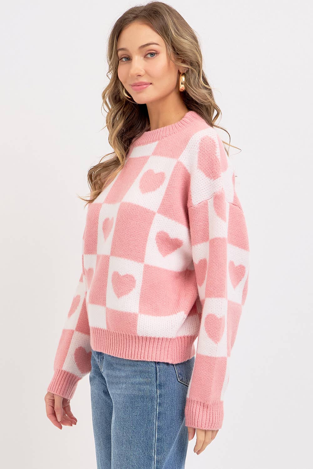 VALENTINE HEART SWEATER PINK