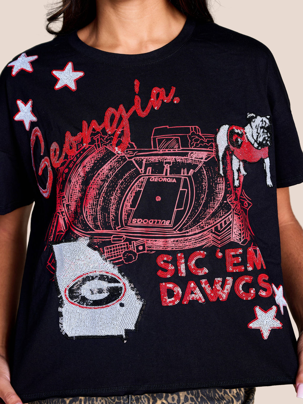 The Fourth Quarter Sequin Tee | Georgia: LG