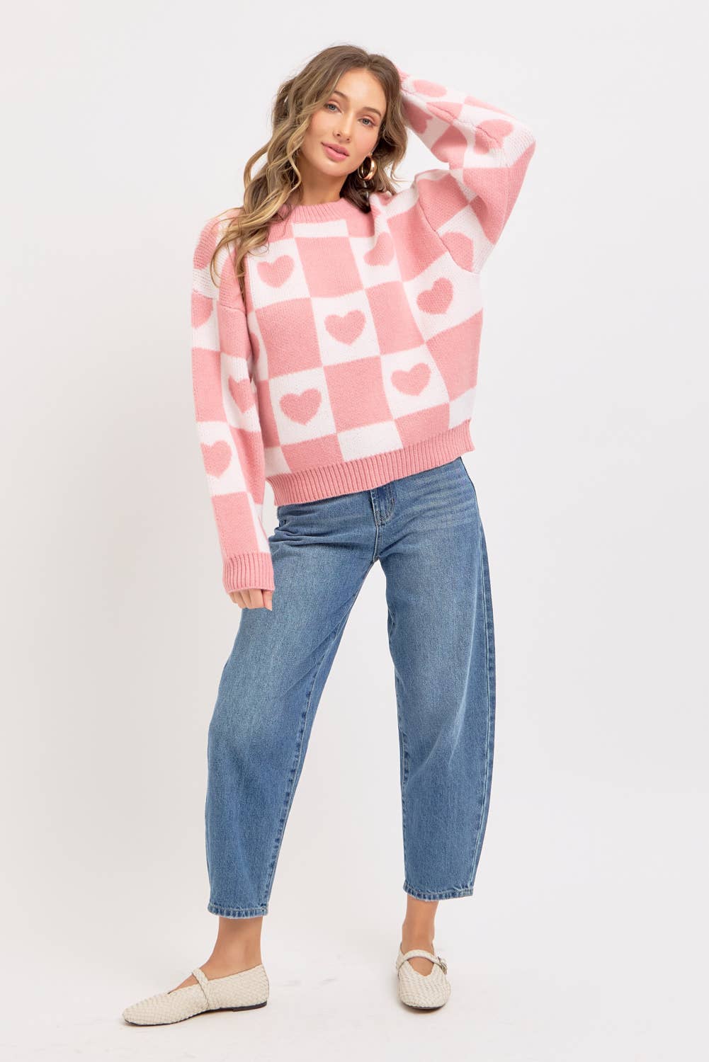 VALENTINE HEART SWEATER PINK