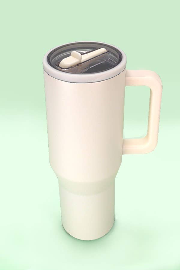 40oz SPILL FREE STAINLESS STEEL VACUUM TUMBLER - TAN