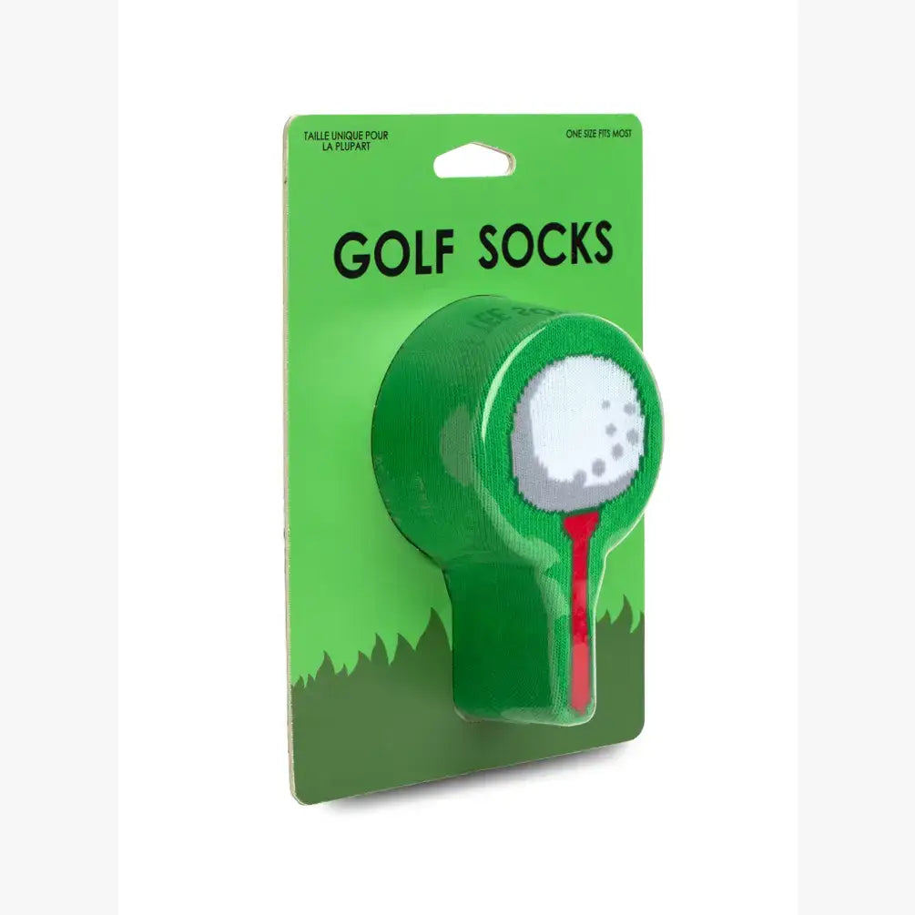 3D Packaged Crew Socks - Golf Ball on Tee - Green