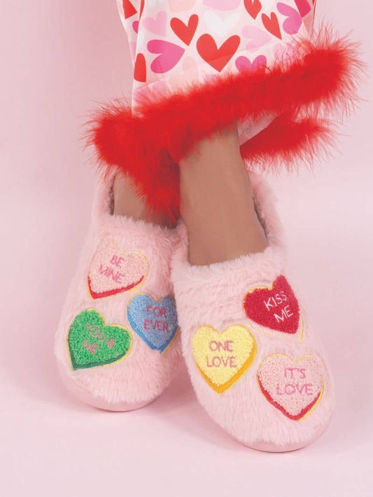 Fuzzy Valentine Slipper Conversation Hearts