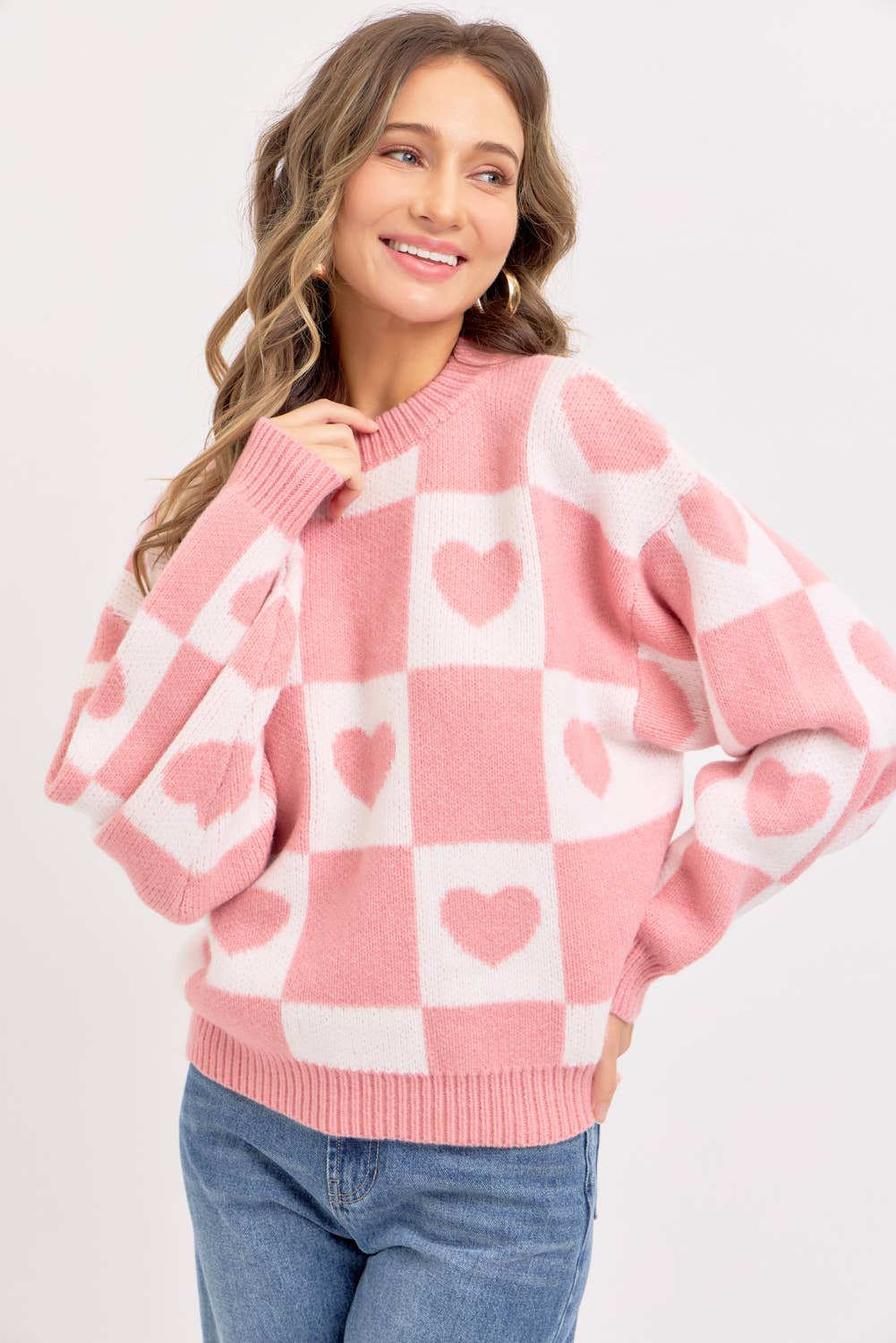 VALENTINE HEART SWEATER PINK