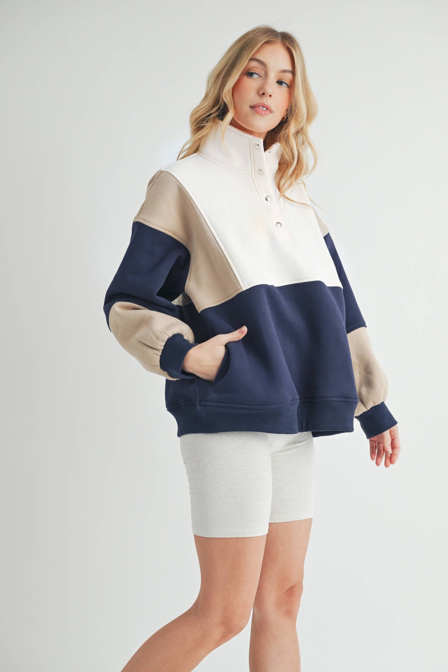 Glo Colorblock Pullover: Lilac Seafoam