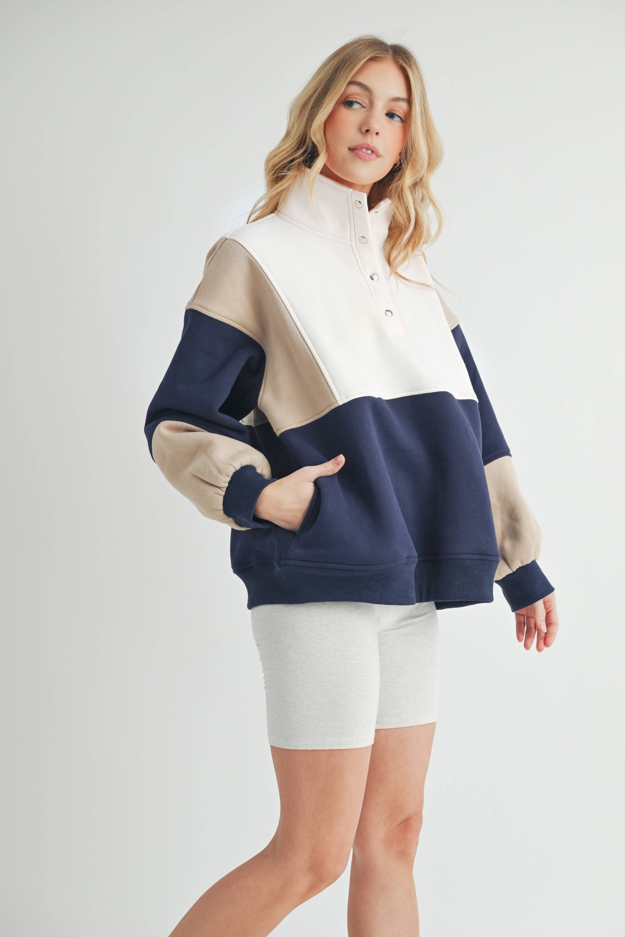 Glo Colorblock Pullover: Lilac Seafoam