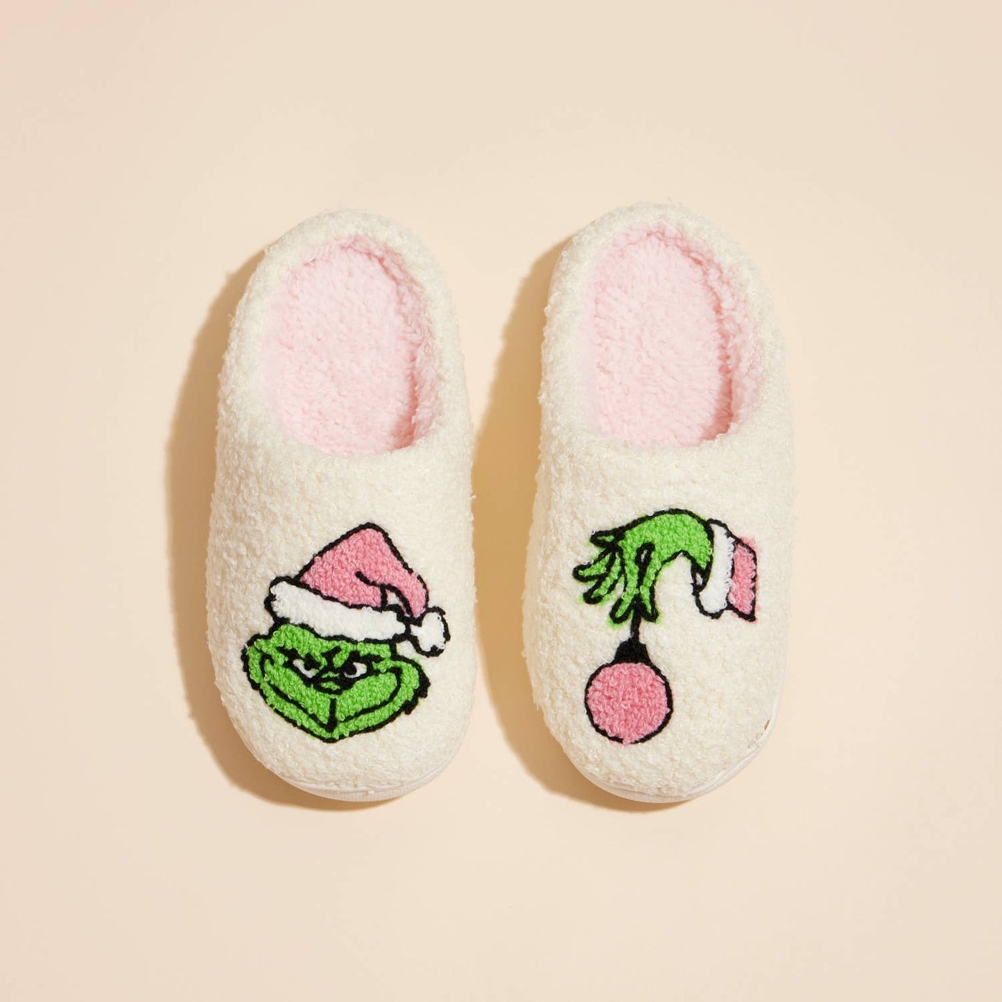 Christmas Grinch Home Slippers - Kids: Pink