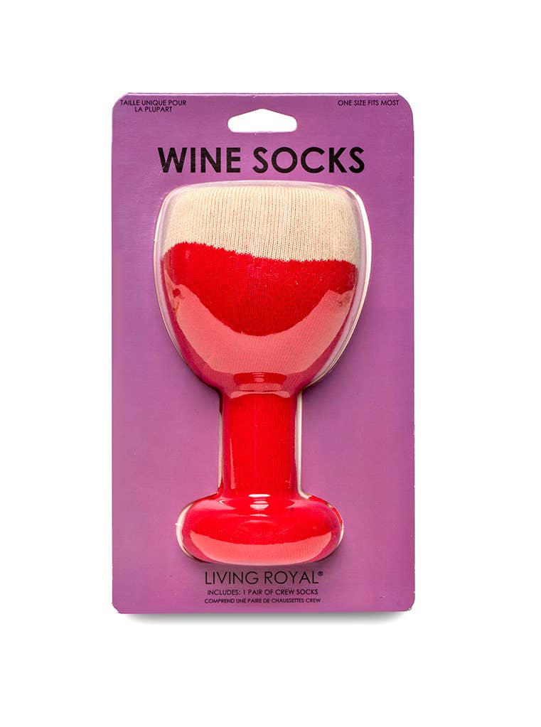 3D Packaged Crew Socks - Wine Glass - "Wine Time" - Red