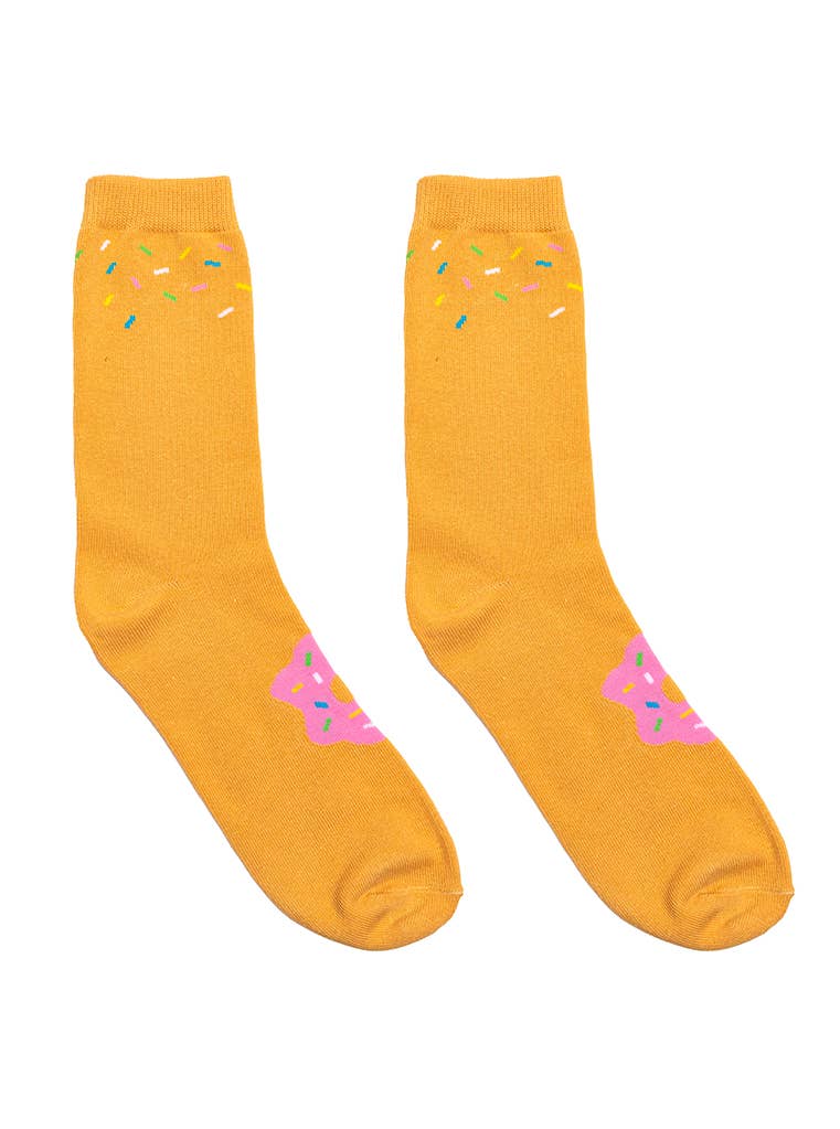 3D Packaged Crew Socks - Donut w/ Sprinkles - Orange