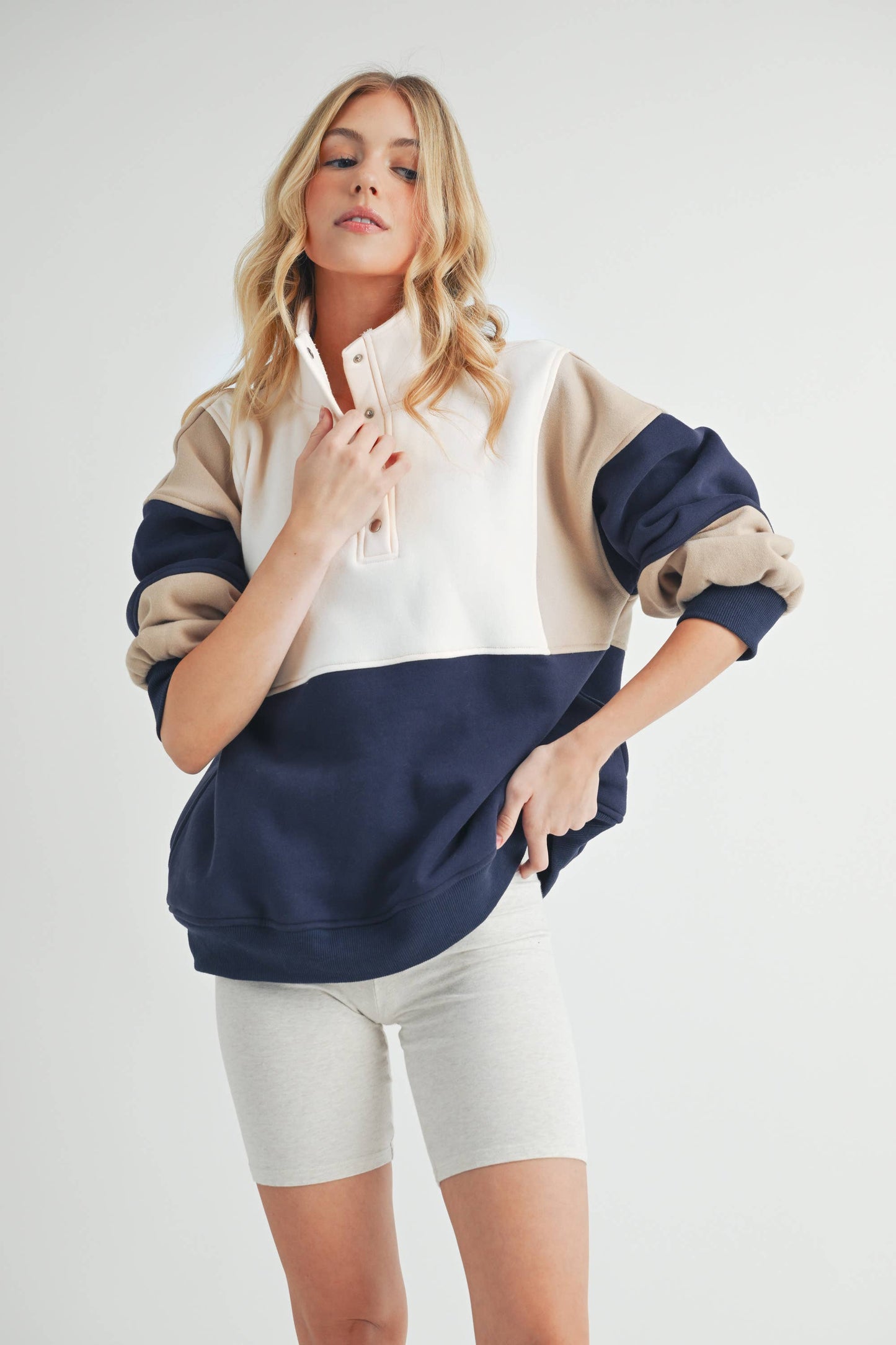 Glo Colorblock Pullover: Lilac Seafoam