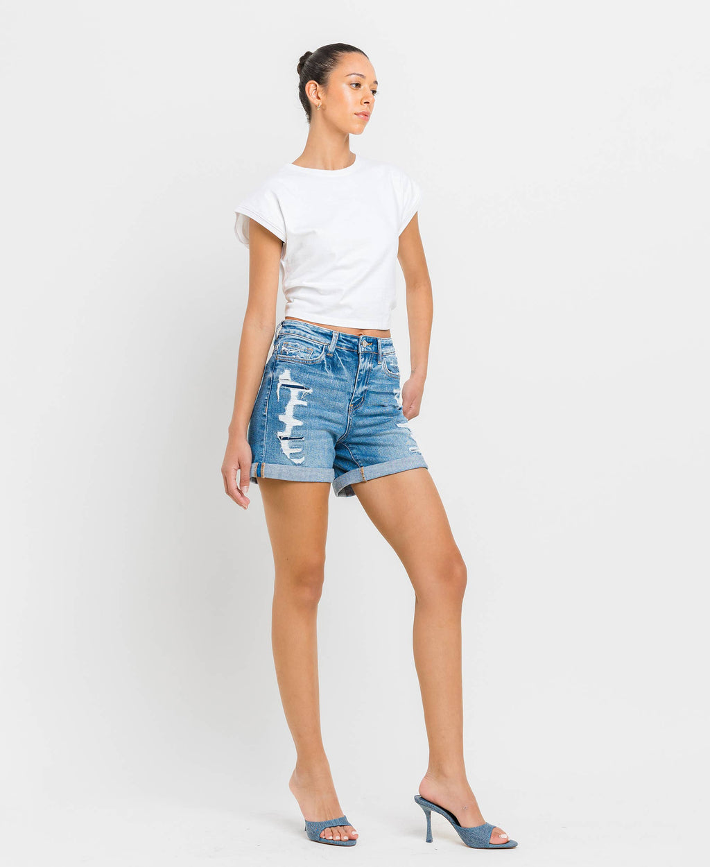 HIGH RISE DOUBLE CUFF SHORTS T5441