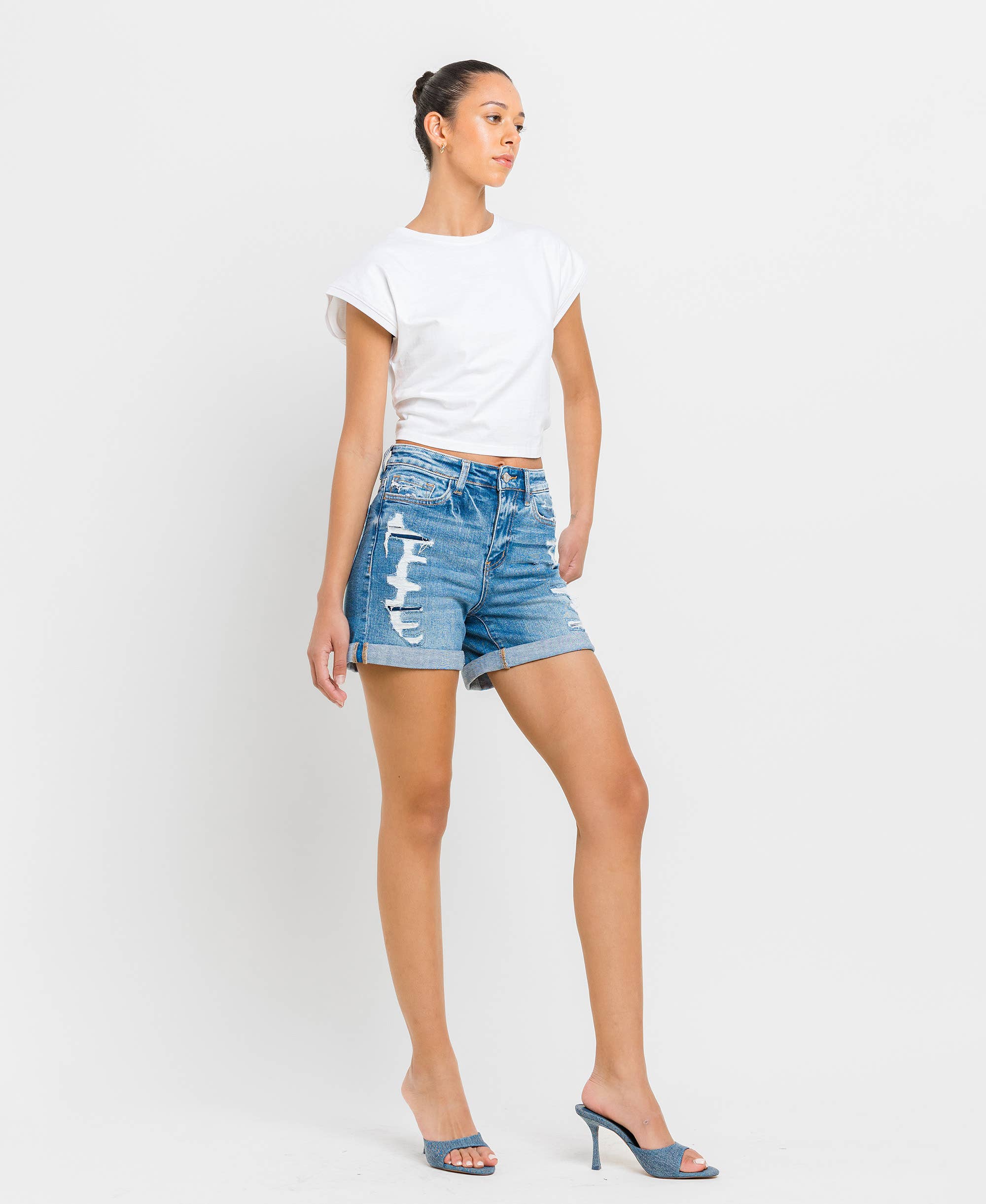 HIGH RISE DOUBLE CUFF SHORTS T5441