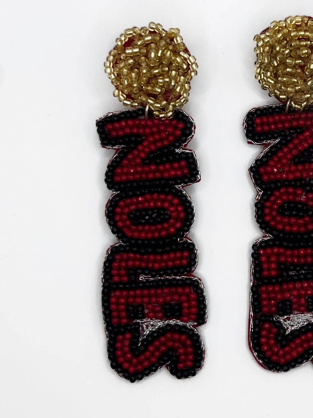 NOLES, Florida State, FSU, Garnet, Black, Gold Beaded Statement Earrings, handmade earrings, game day, tailgate fashion