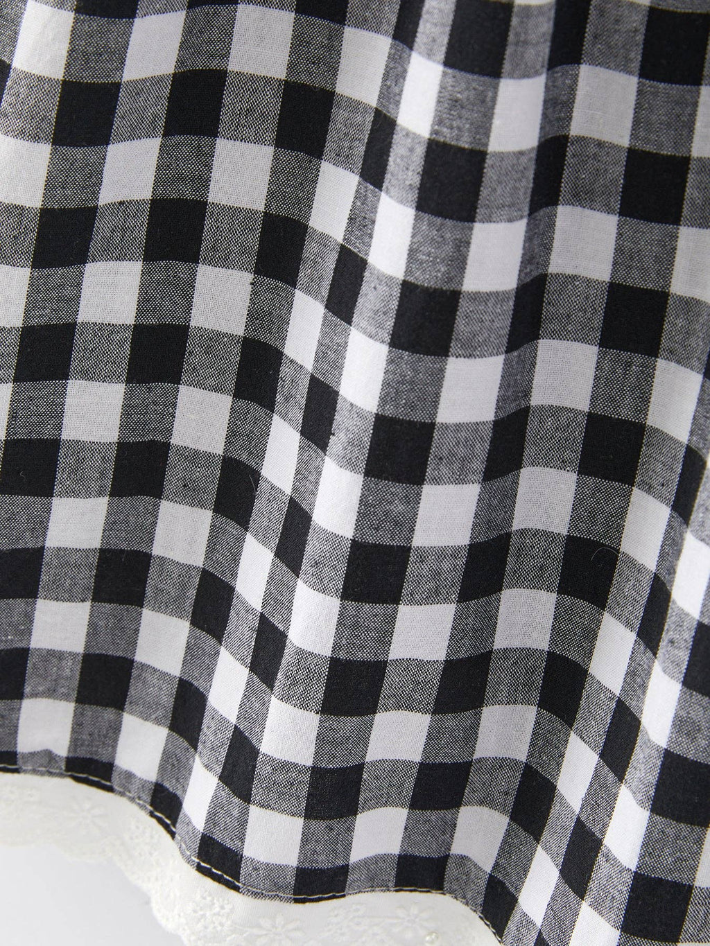 Black and white Plaid heart and bows Smocking Embroidery Long Sleeve Girls Dress