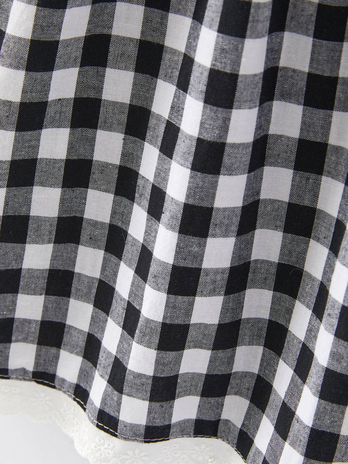 Black and white Plaid heart and bows Smocking Embroidery Long Sleeve Girls Dress