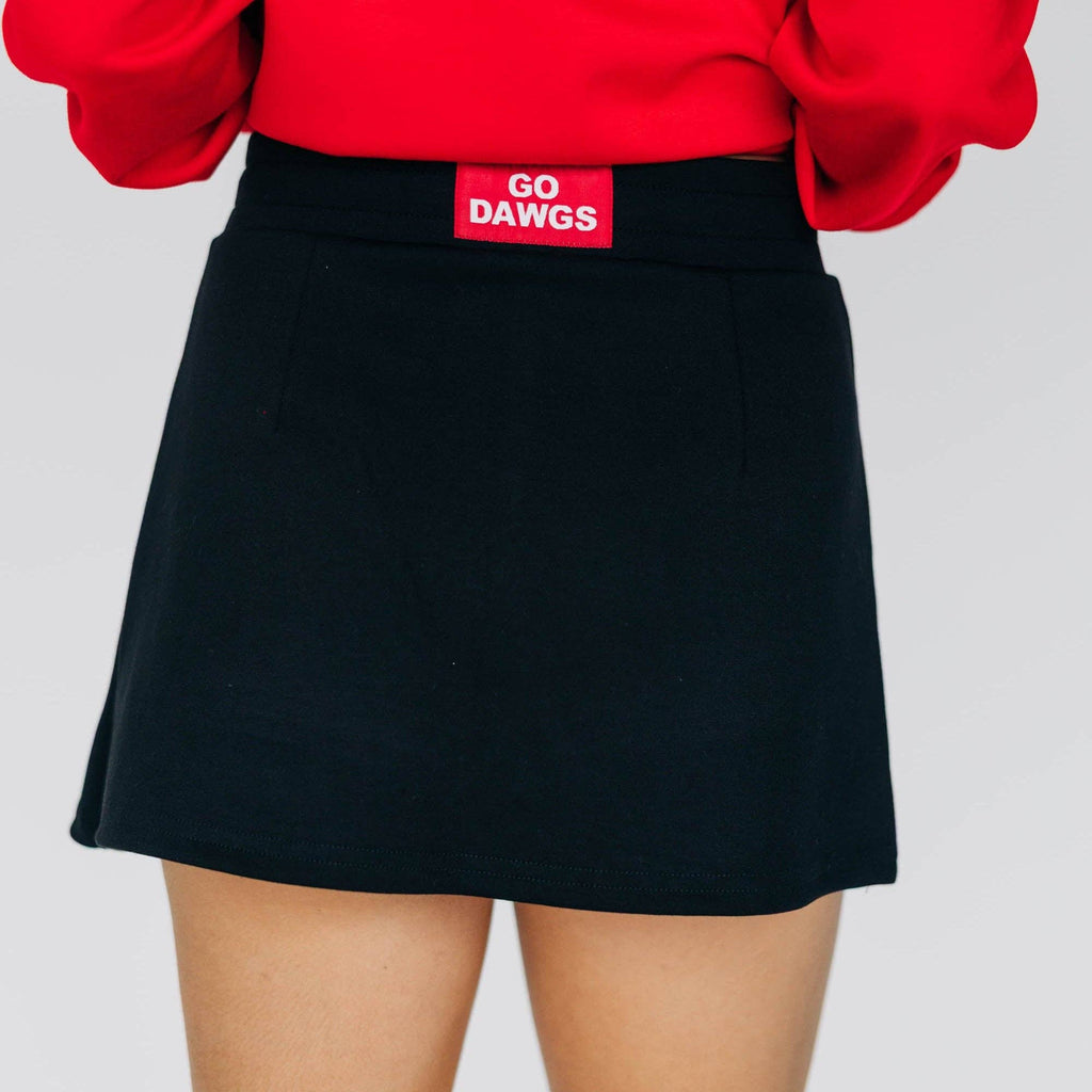 The Anna Active Skort Go Dawgs Woven Label | Black: Black / Red with White / Large