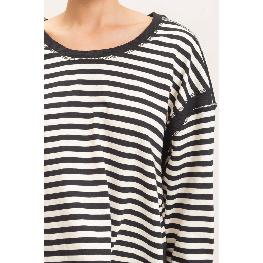 Striped Long Sleeve Top: MOCHA / WHITE