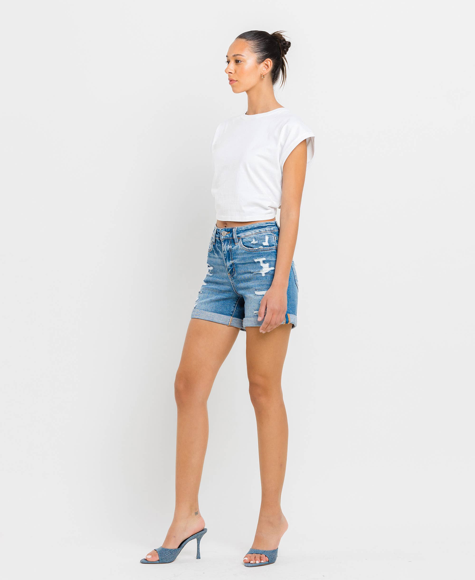 HIGH RISE DOUBLE CUFF SHORTS T5441