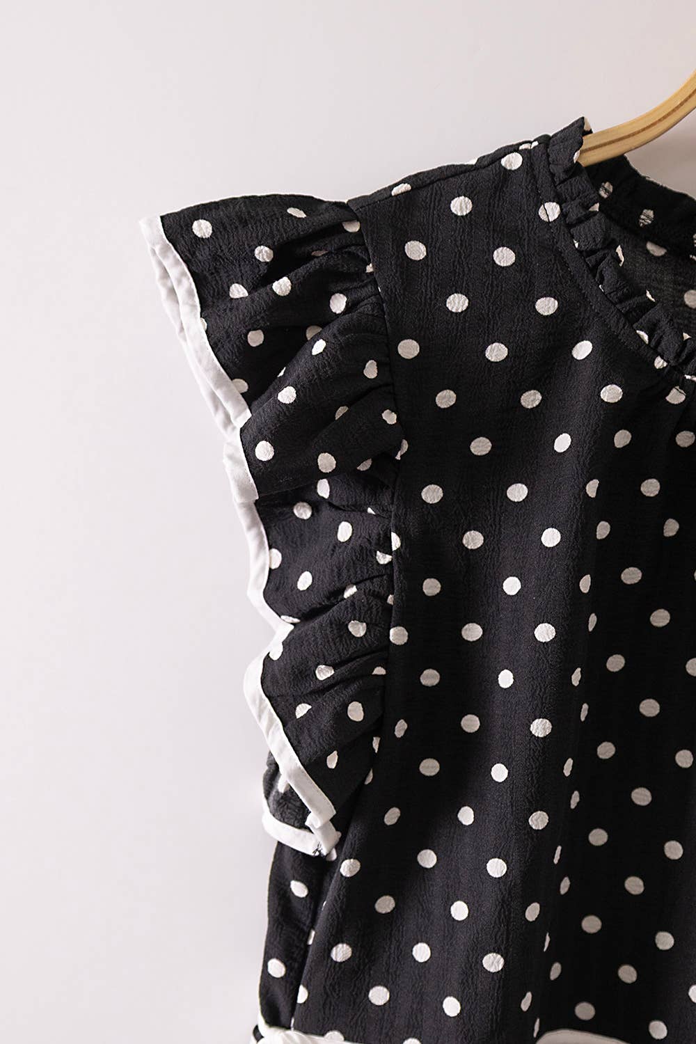 Black Polka Dot Ruffle Blouse