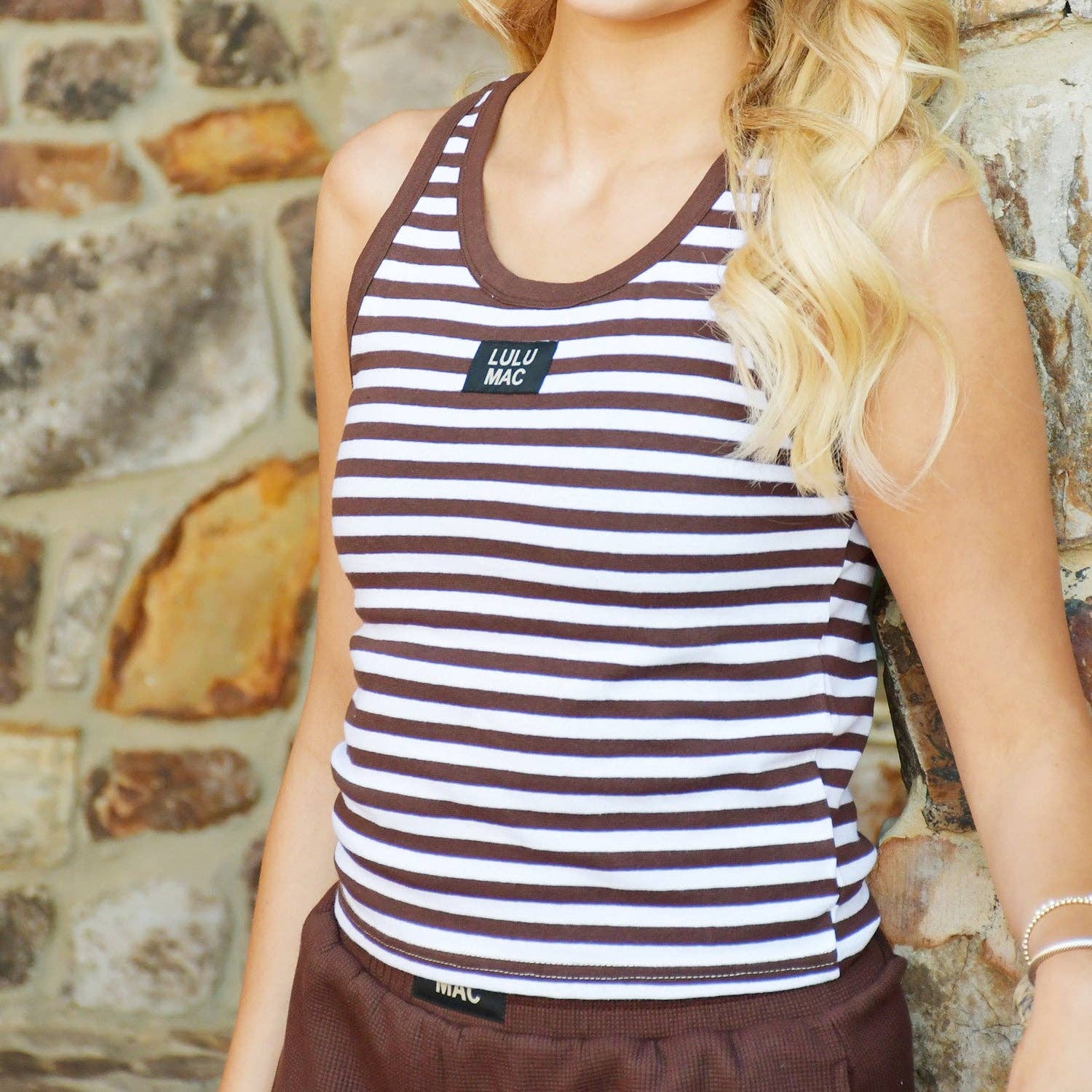Lulu Mac Stripe Brown Tank Top
