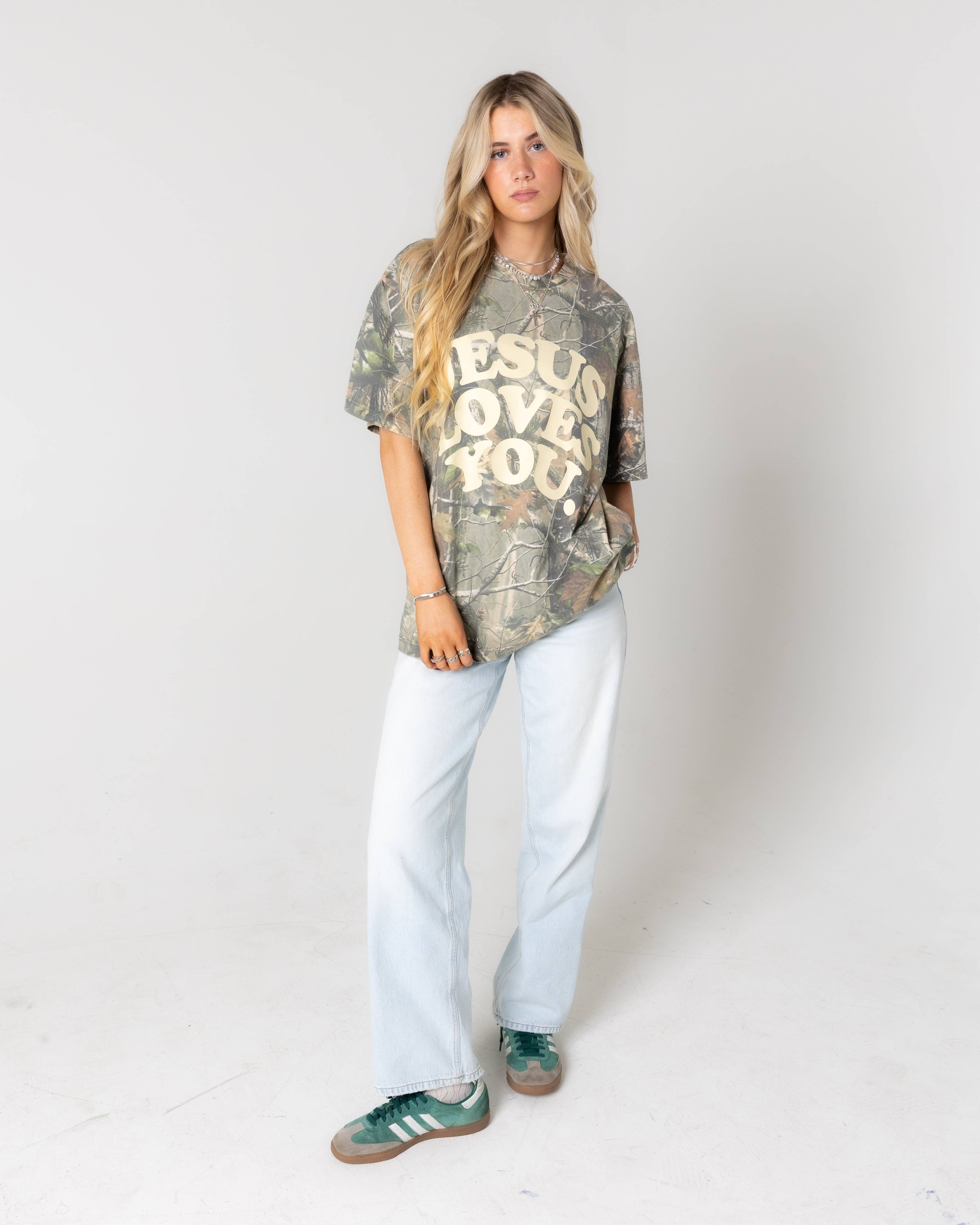 Heavyweight Camo Tee Jesus Loves You