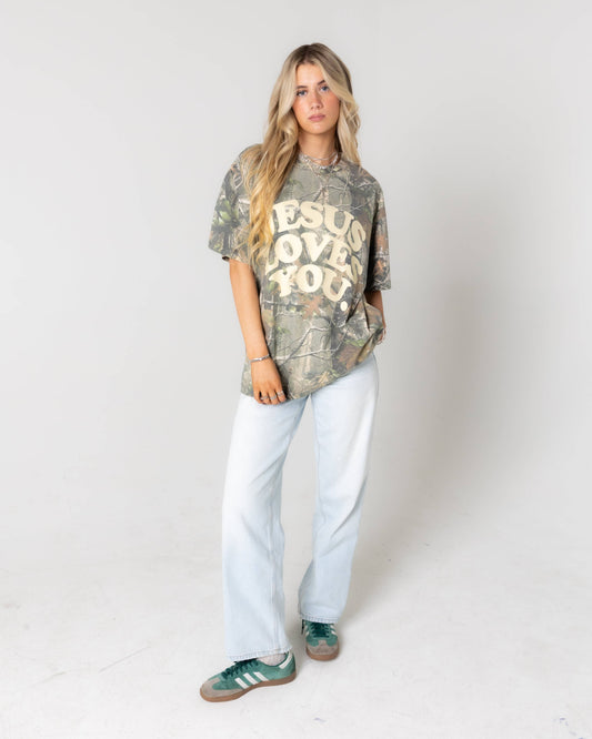 Heavyweight Camo Tee Jesus Loves You