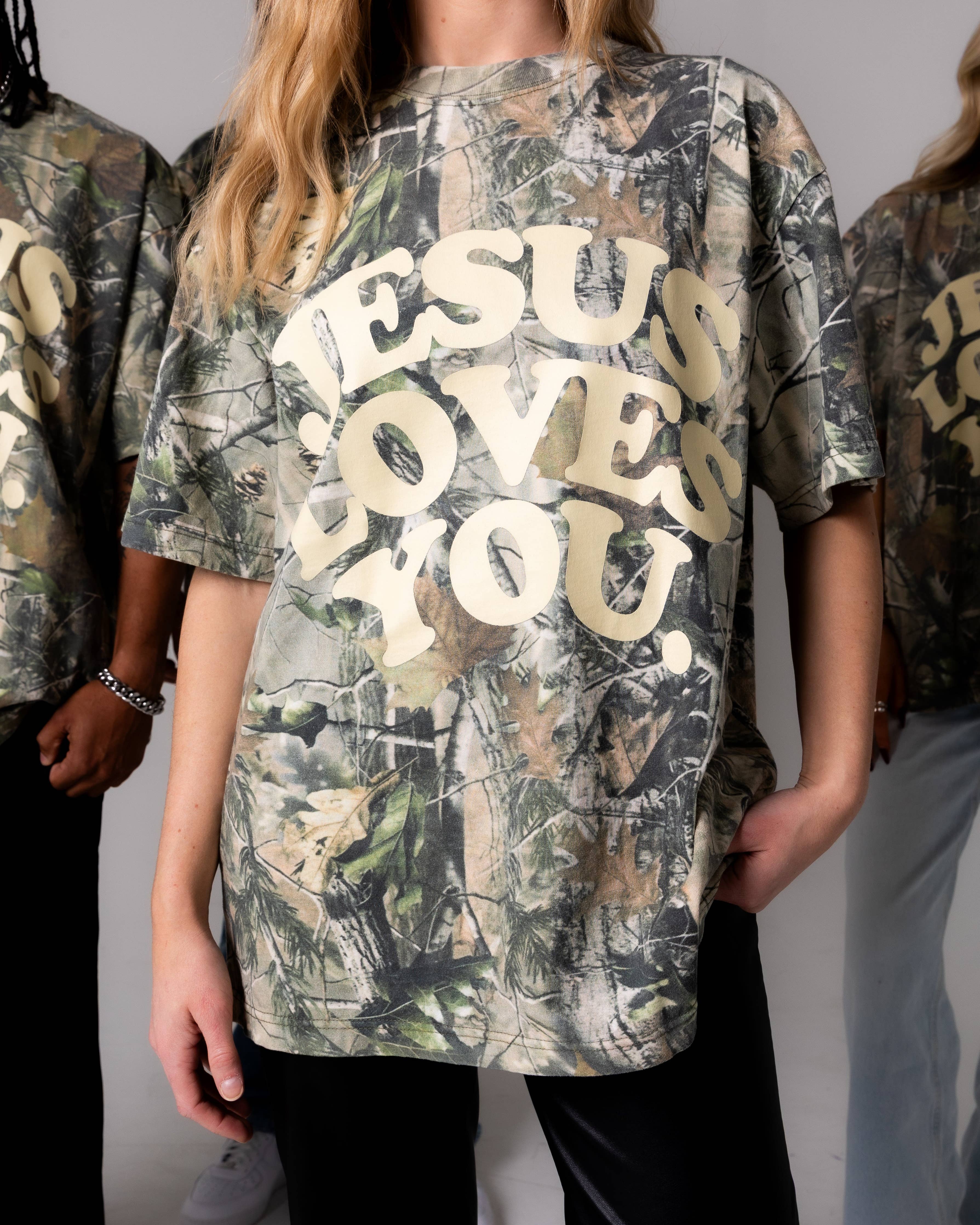 Heavyweight Camo Tee Jesus Loves You