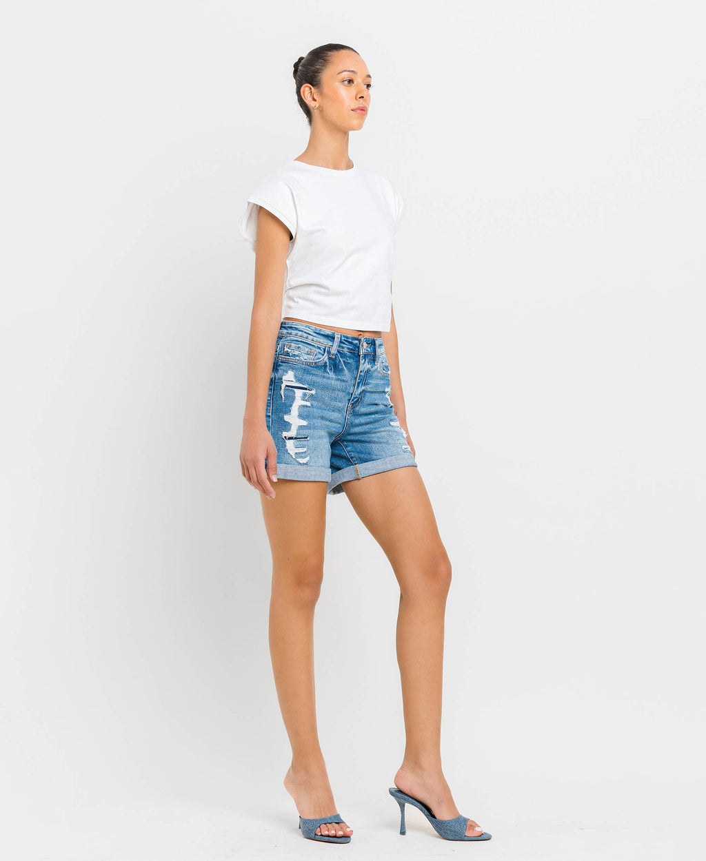HIGH RISE DOUBLE CUFF SHORTS T5441