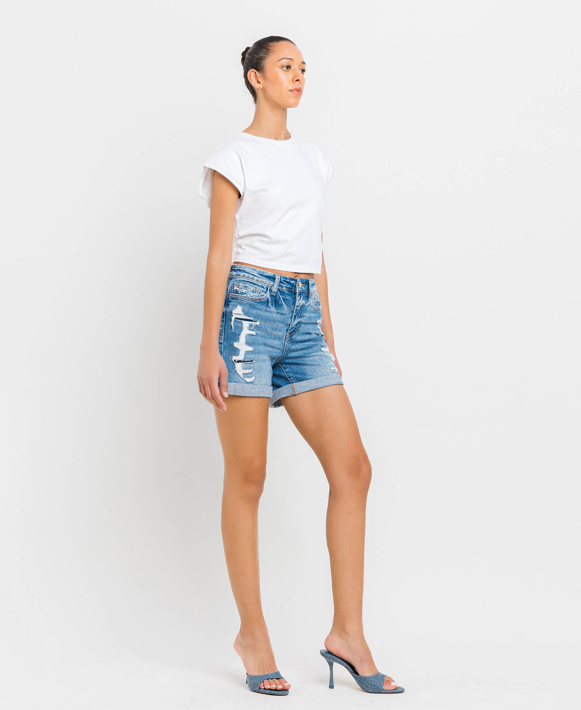 HIGH RISE DOUBLE CUFF SHORTS T5441