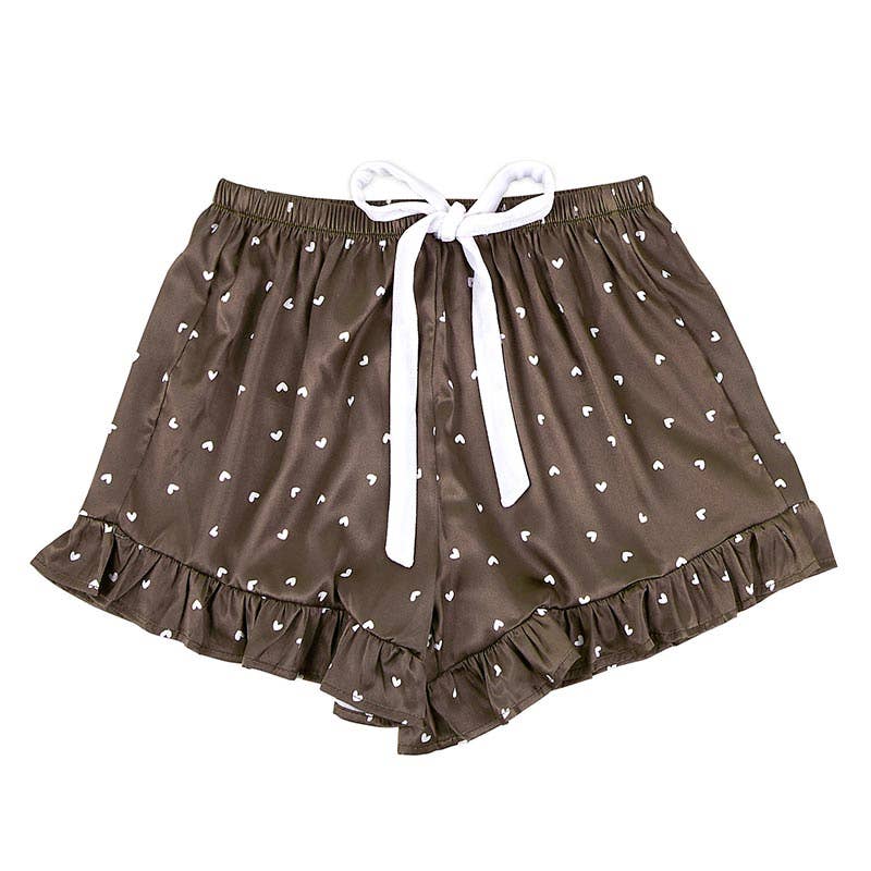 Brown Short PJ + Velvet Ties - Hearts