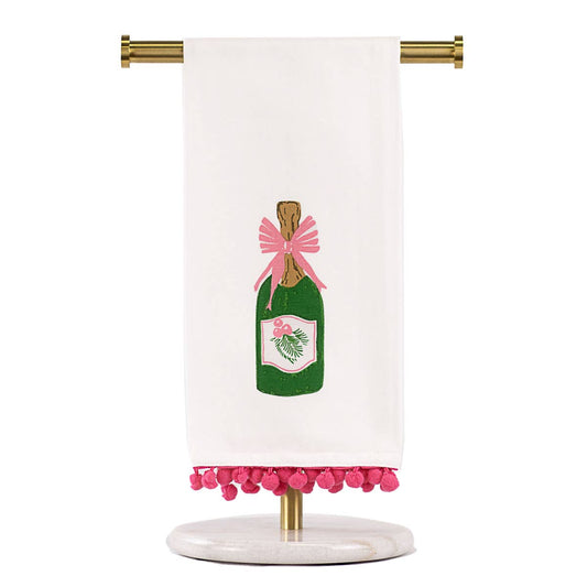 Mistletoe Bubbly Hand Towel   White/Green/Pink   20x28