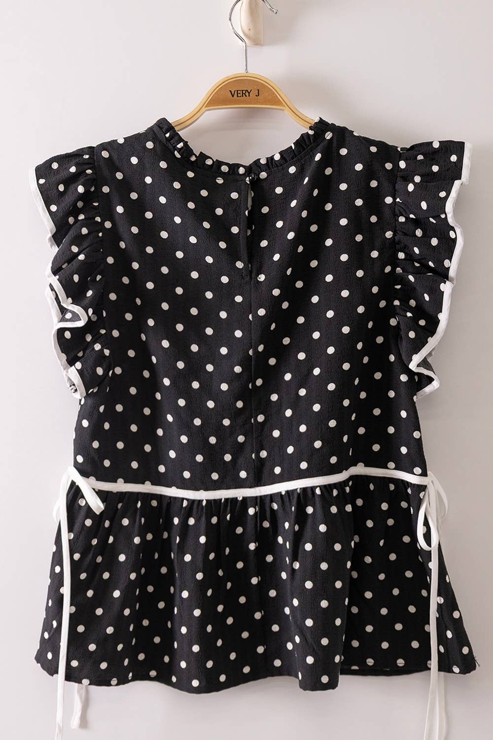 Black Polka Dot Ruffle Blouse