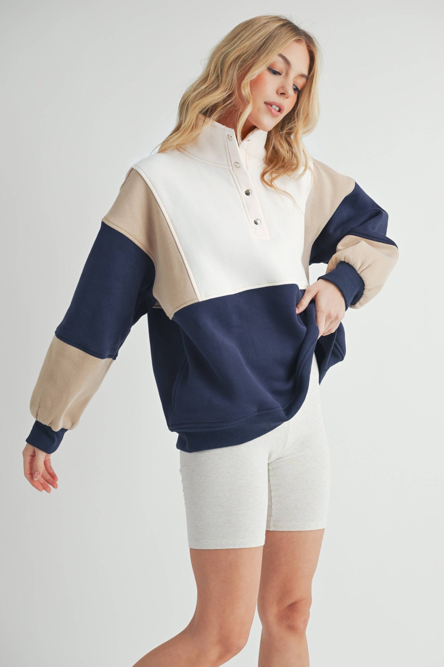 Glo Colorblock Pullover: Lilac Seafoam
