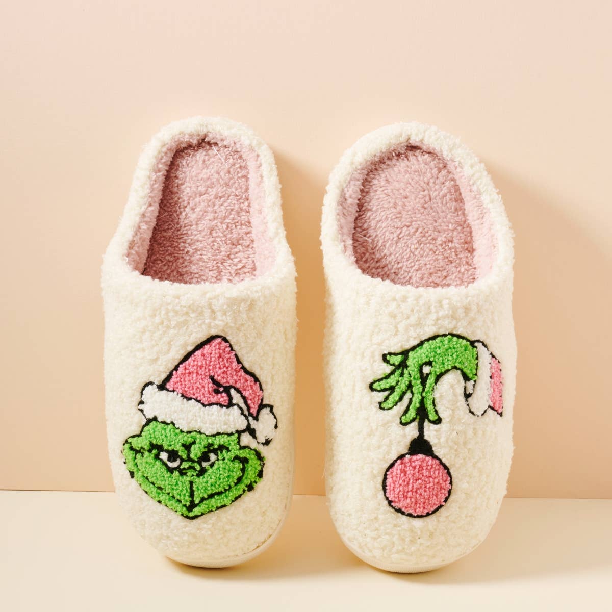 Christmas Grinch Home Slippers: Pink