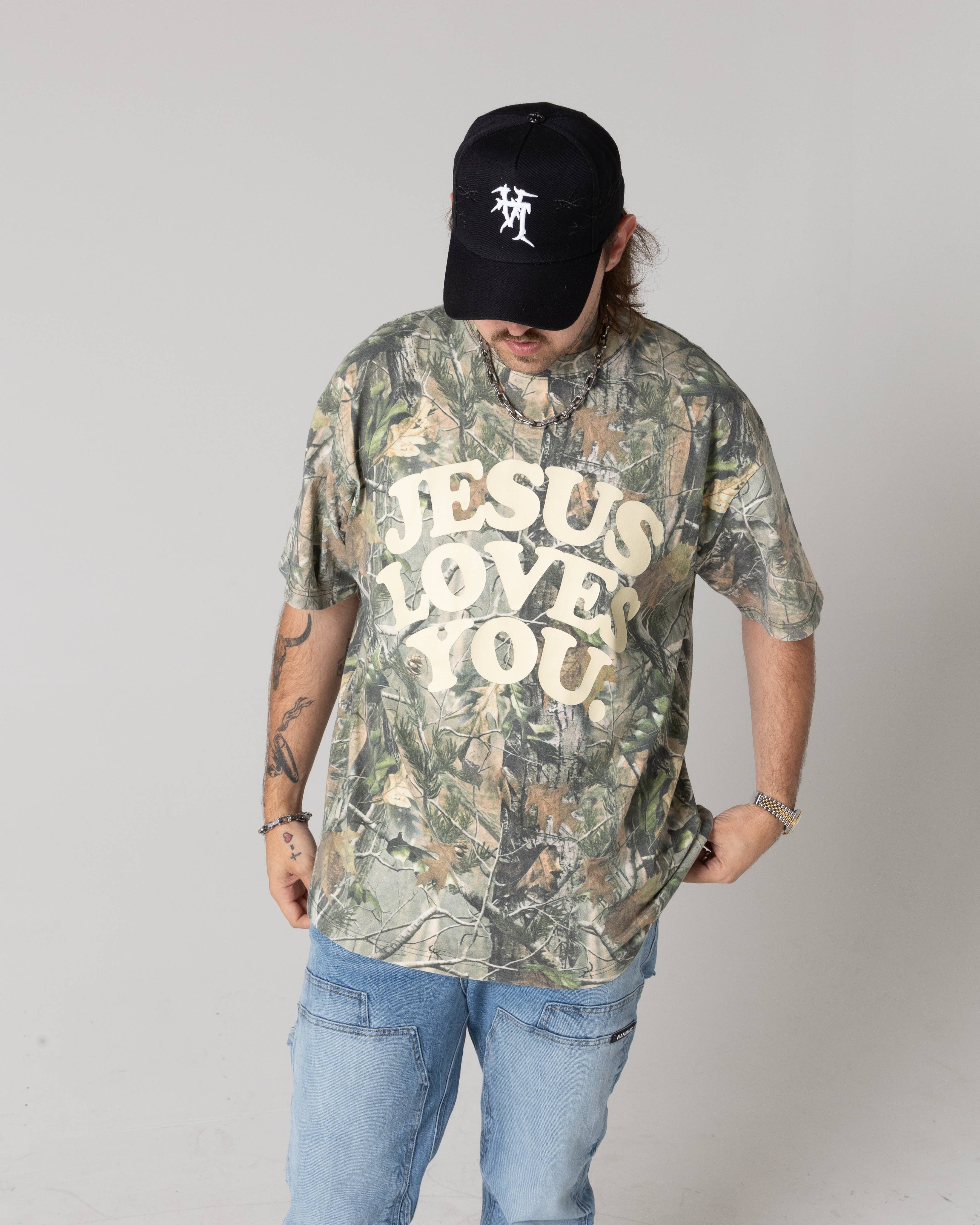 Heavyweight Camo Tee Jesus Loves You