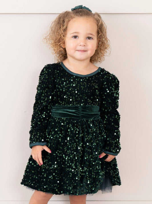 Youth Emerald Sparkle Sequin Dress - Restocked