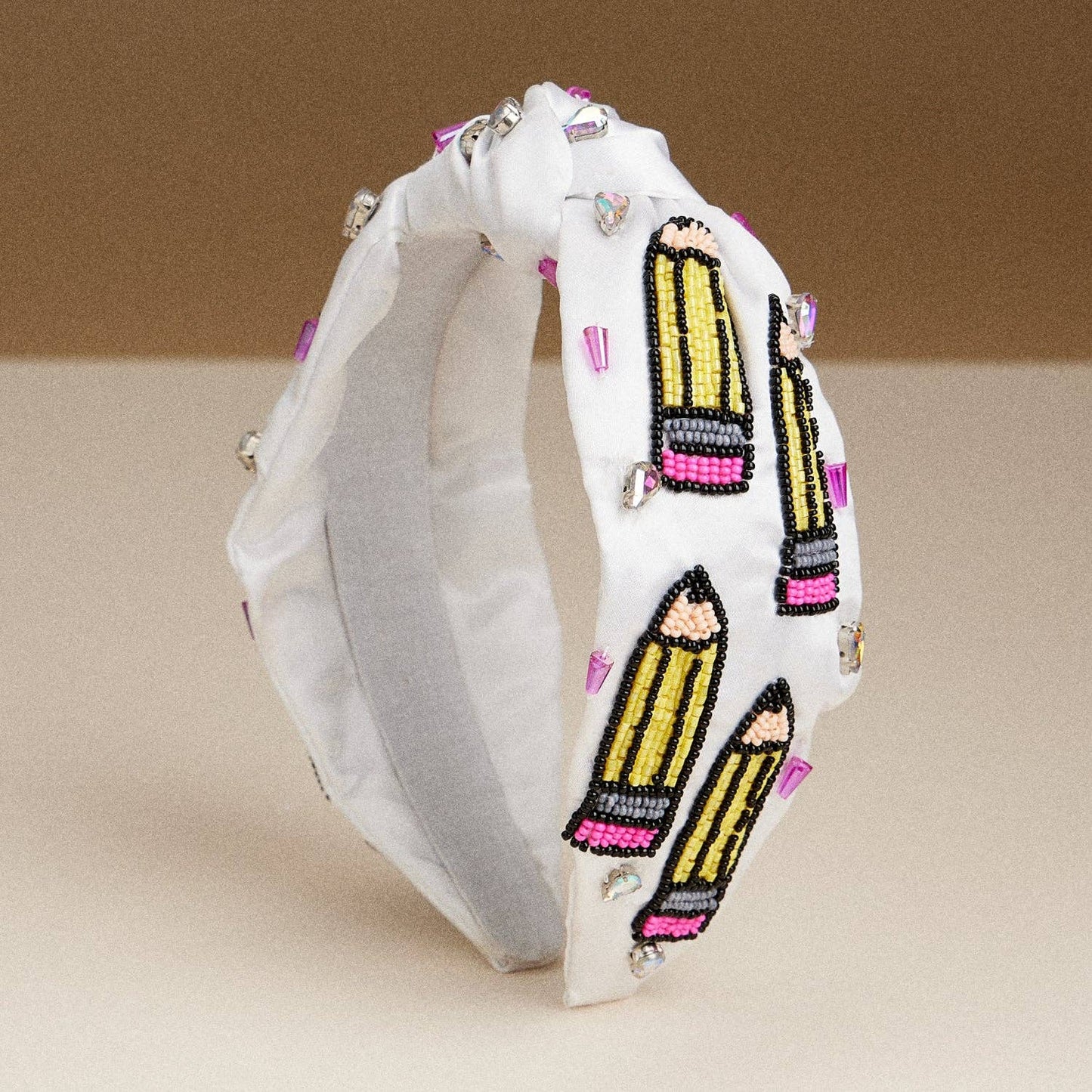 Beaded Pencil Embellished Headband for Teachers & Writers: Multicolor / One