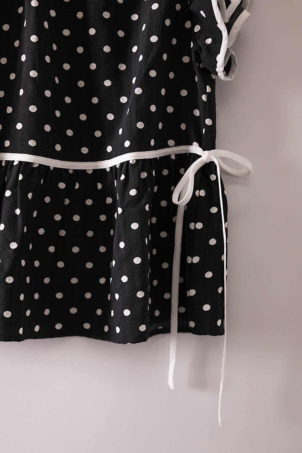 Black Polka Dot Ruffle Blouse