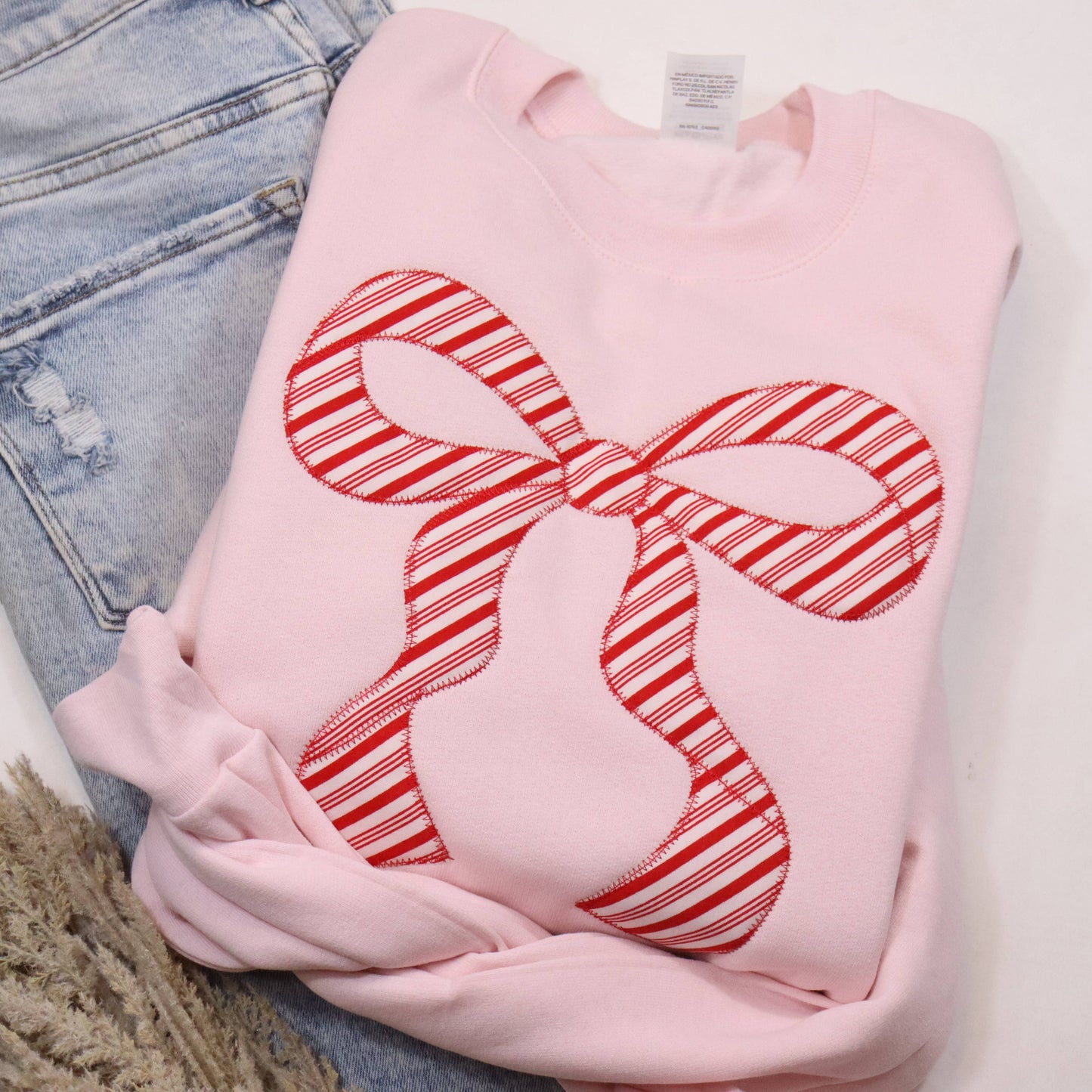 Christmas Peppermint Bow Sweatshirt