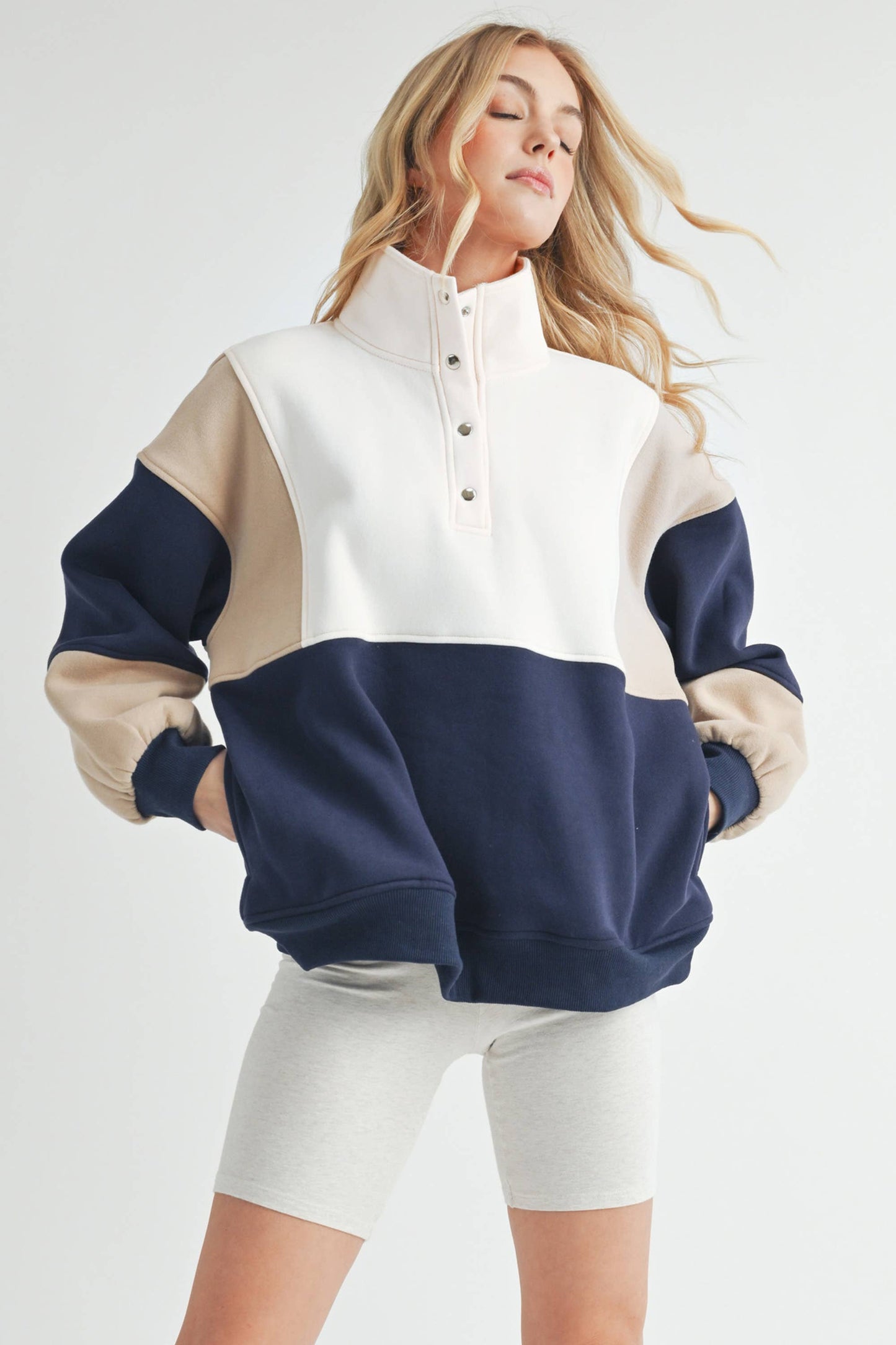 Glo Colorblock Pullover: Lilac Seafoam