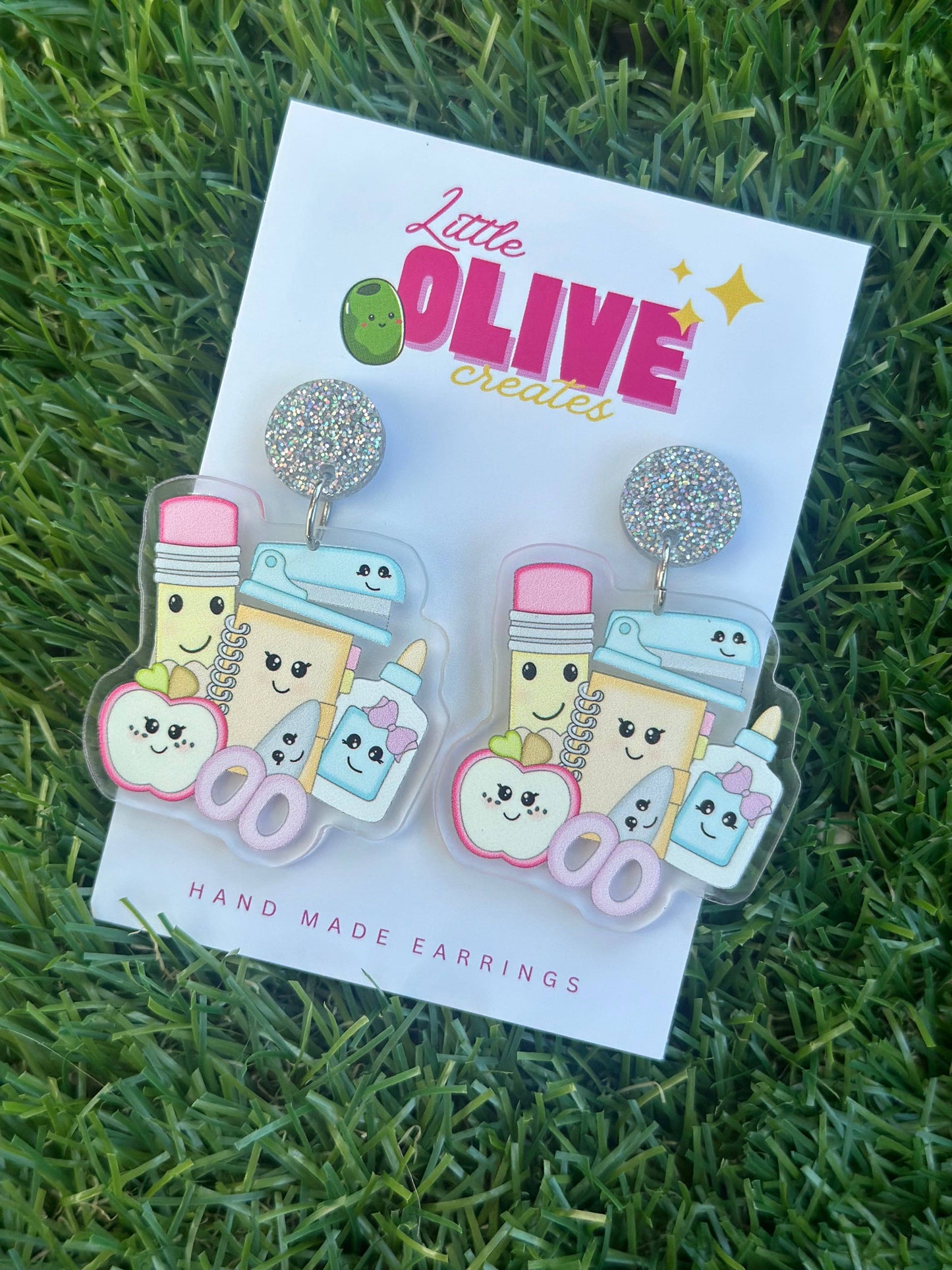 Cute Pencils and Stationery Dangle Earrings – Perfect for Teachers