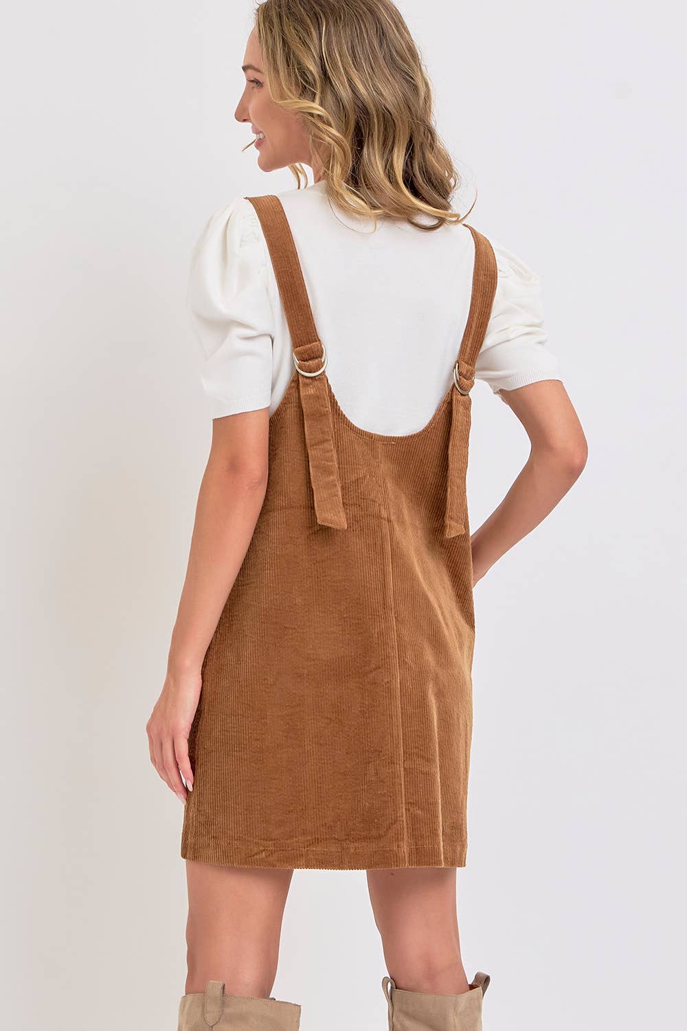 CASUAL OVERALL CORDUROY DRESS CAMEL