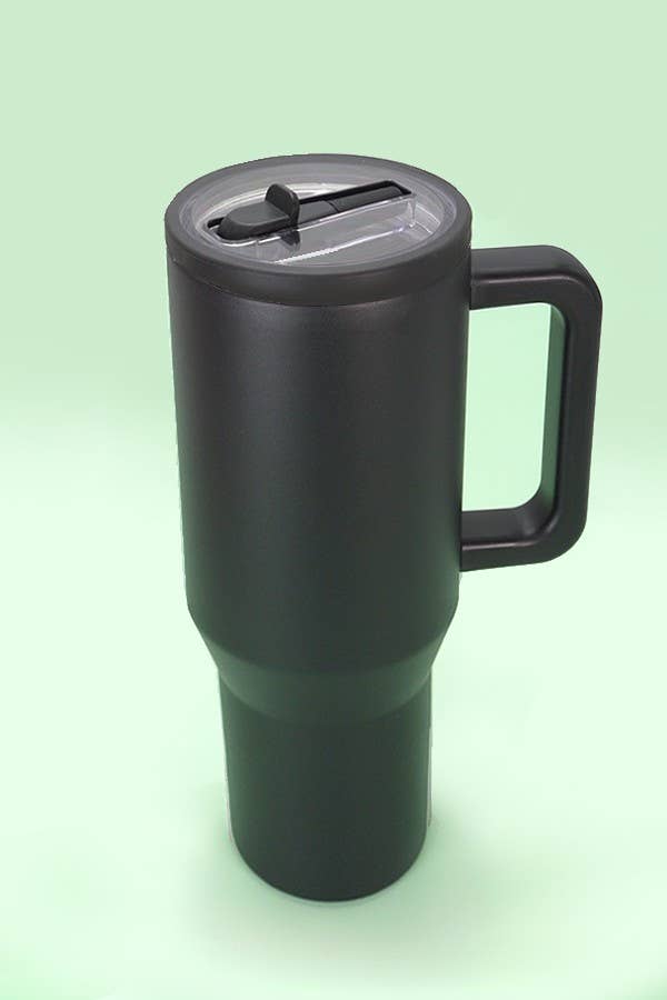 40oz SPILL FREE STAINLESS STEEL VACUUM TUMBLER : Black