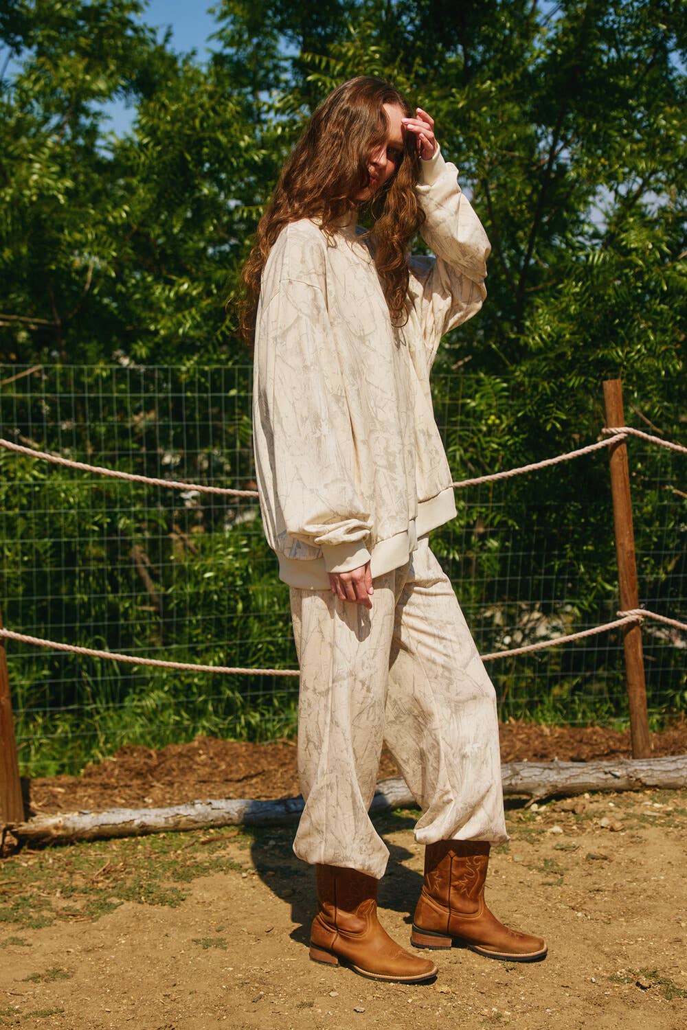 Camouflage Oversized Mock Neck Sweatshirt TAUPE