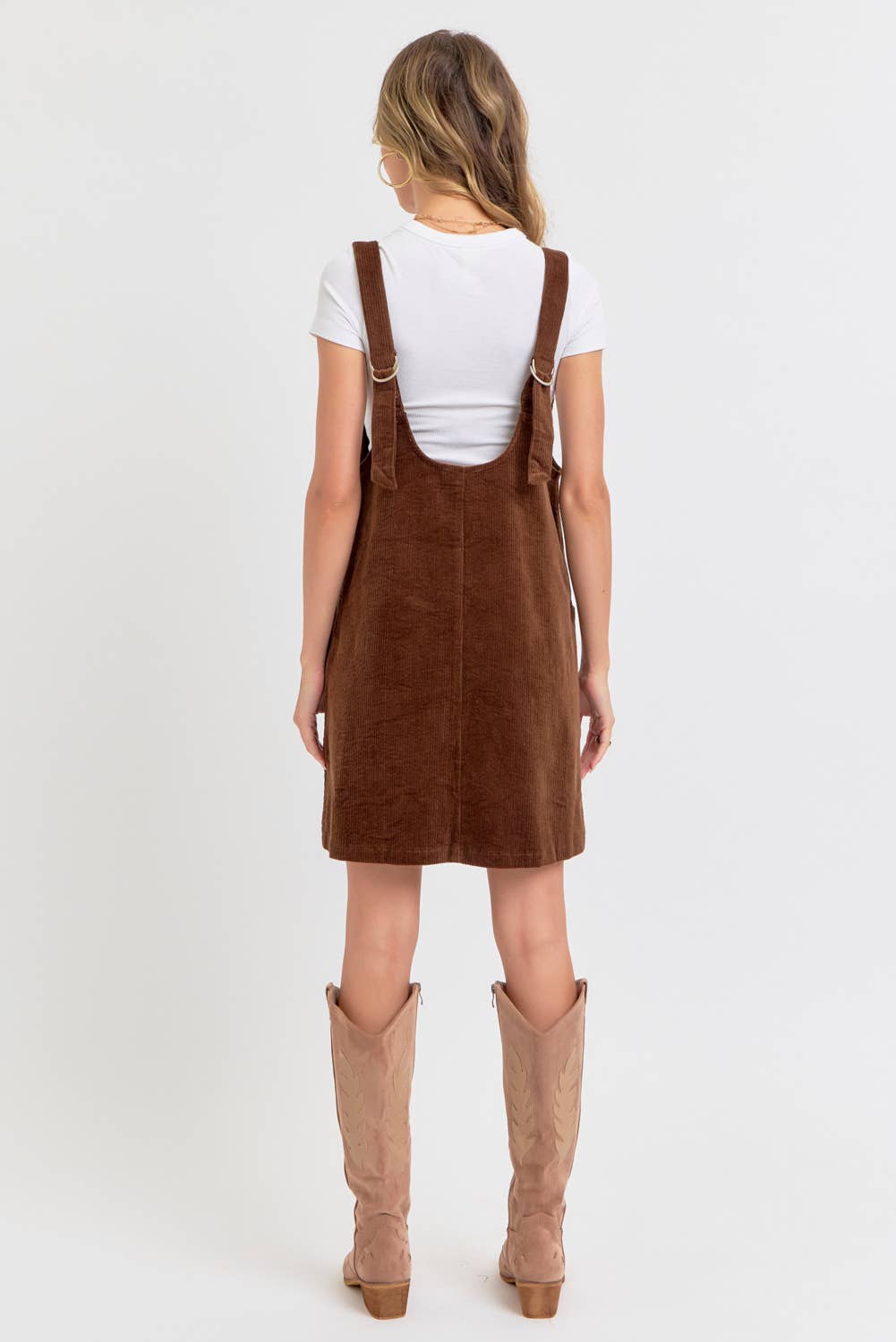 CASUAL OVERALL CORDUROY DRESS CAMEL