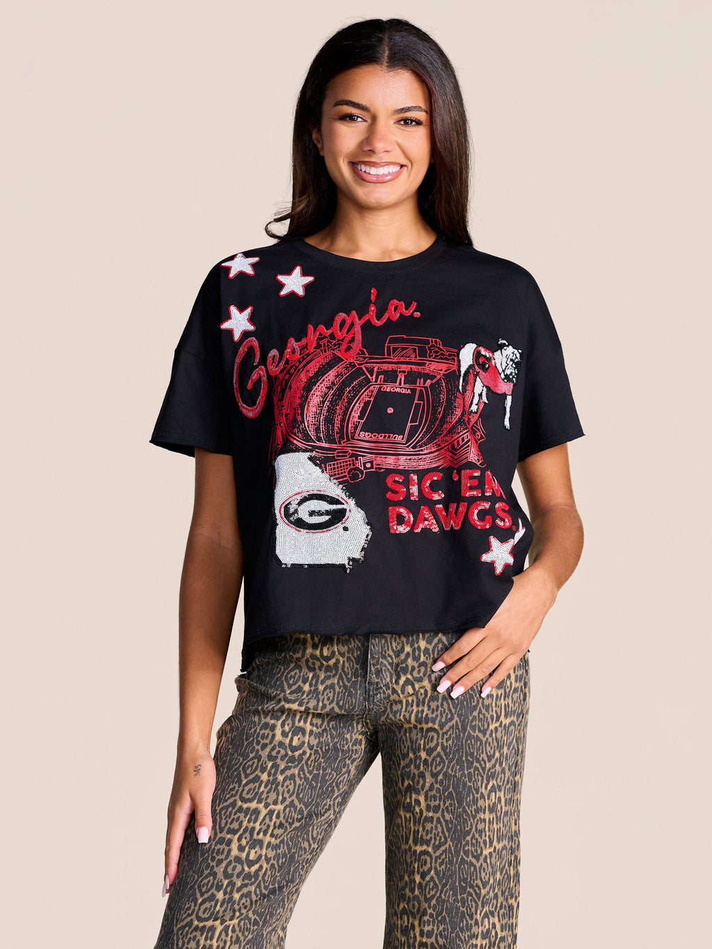 The Fourth Quarter Sequin Tee | Georgia: LG