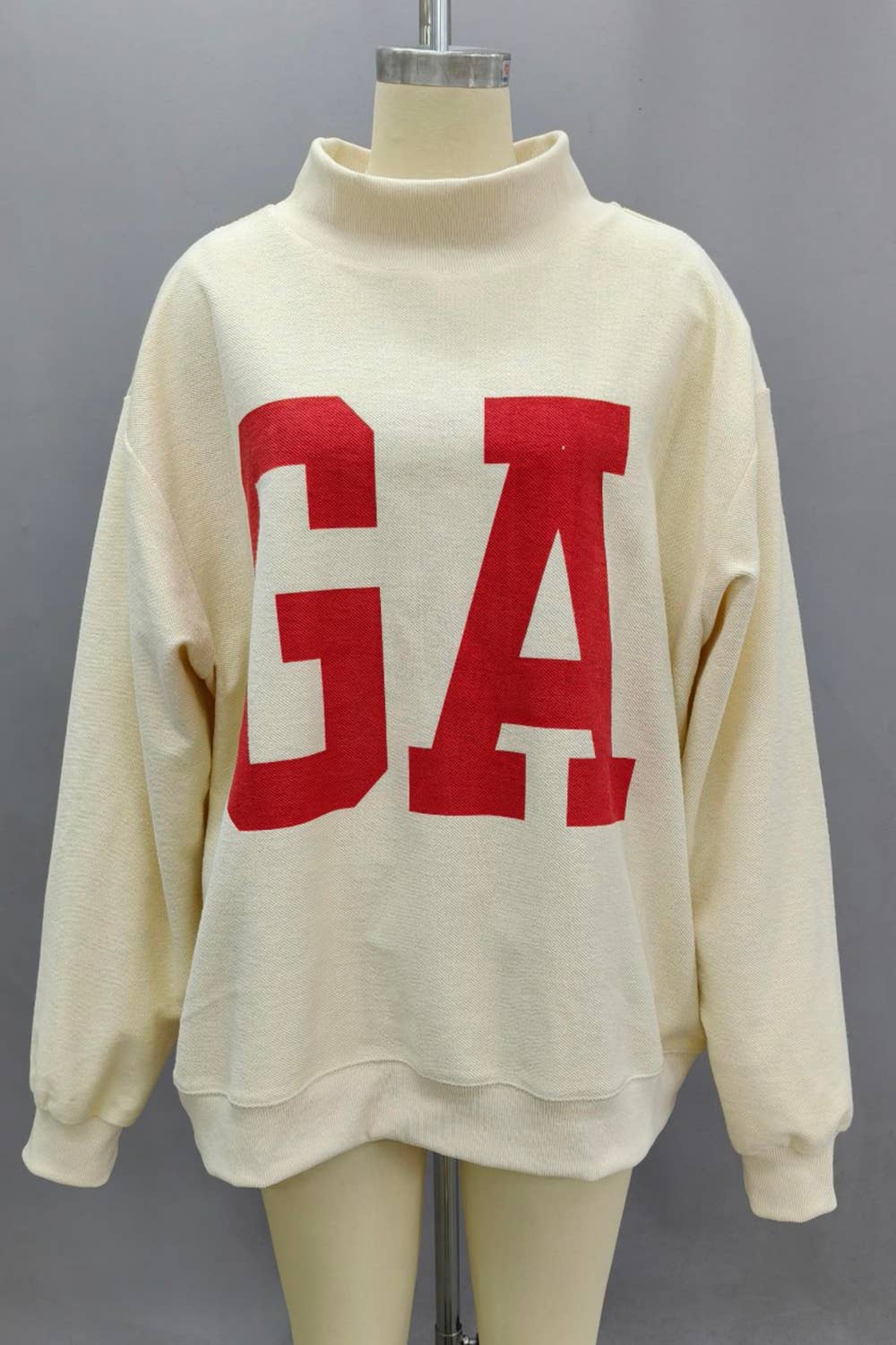 Georgia Floral MockNeck Sweatshirt: CREAM